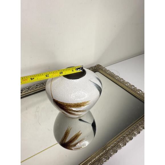 Vintage Handpainted Ceramic Pottery Vase with Fan Brush Design - Picture 6 of 9